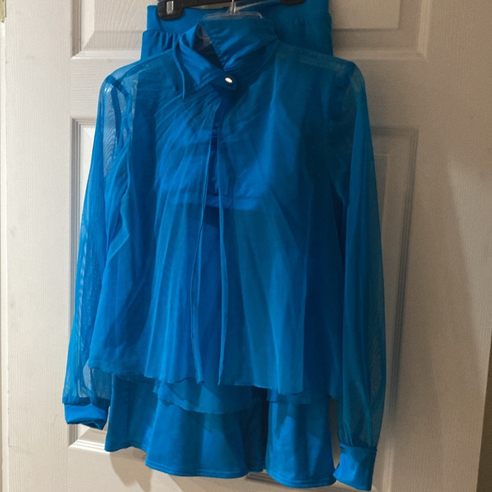 Sheer Blue Ladies 3-Piece  Dance Costume